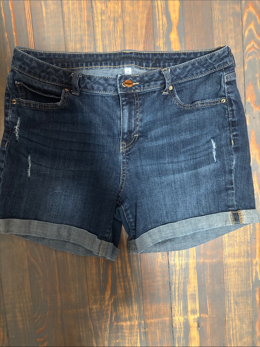 Jennifer Lopez Dark Blue Rolled Cuff Denim Shorts size 10